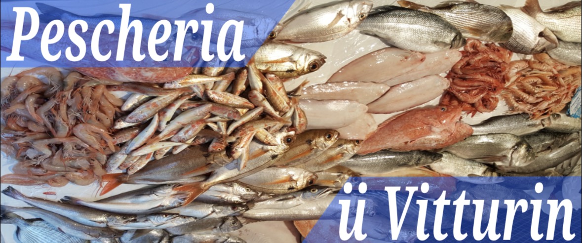 Il banco del pescato fresco della Pescheria U Vitturin a Genova